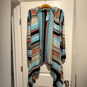 Striped Hooded Cardigan with Bold Colors